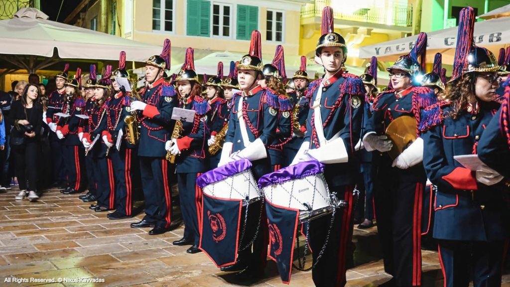 The historic Philharmonic Band of Lefkada in the central square