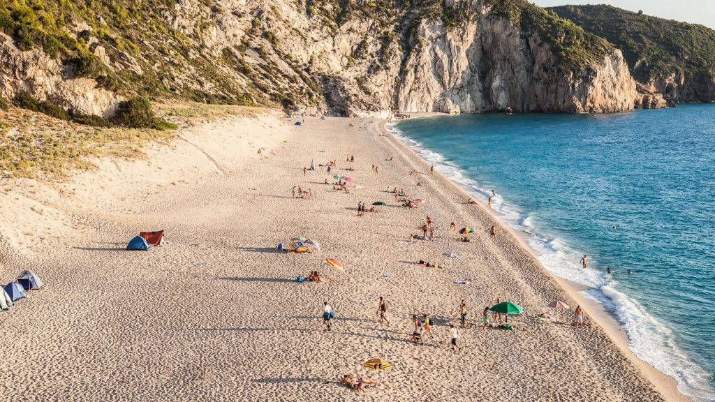 Milos Beach Near The Agios Nikitas Village On Lefkada, Greece